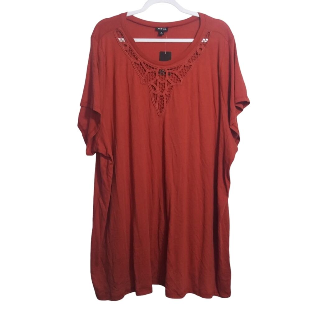 Torrid Super Soft Hot Sauce Crochet Tee Short Sleeve Size 5X